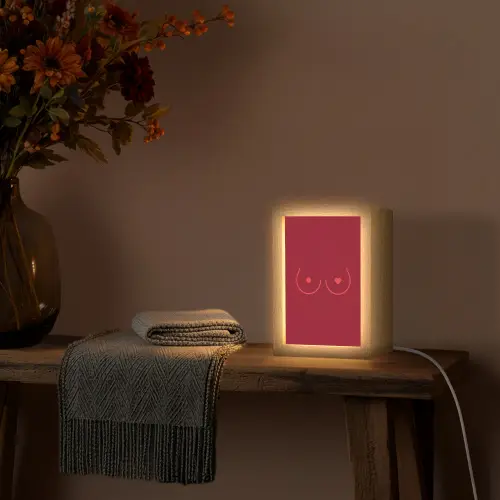 Minimalistisch - Lijnillustratie - Rood Light Box met kabel (Tafellamp) klein -sfeer4