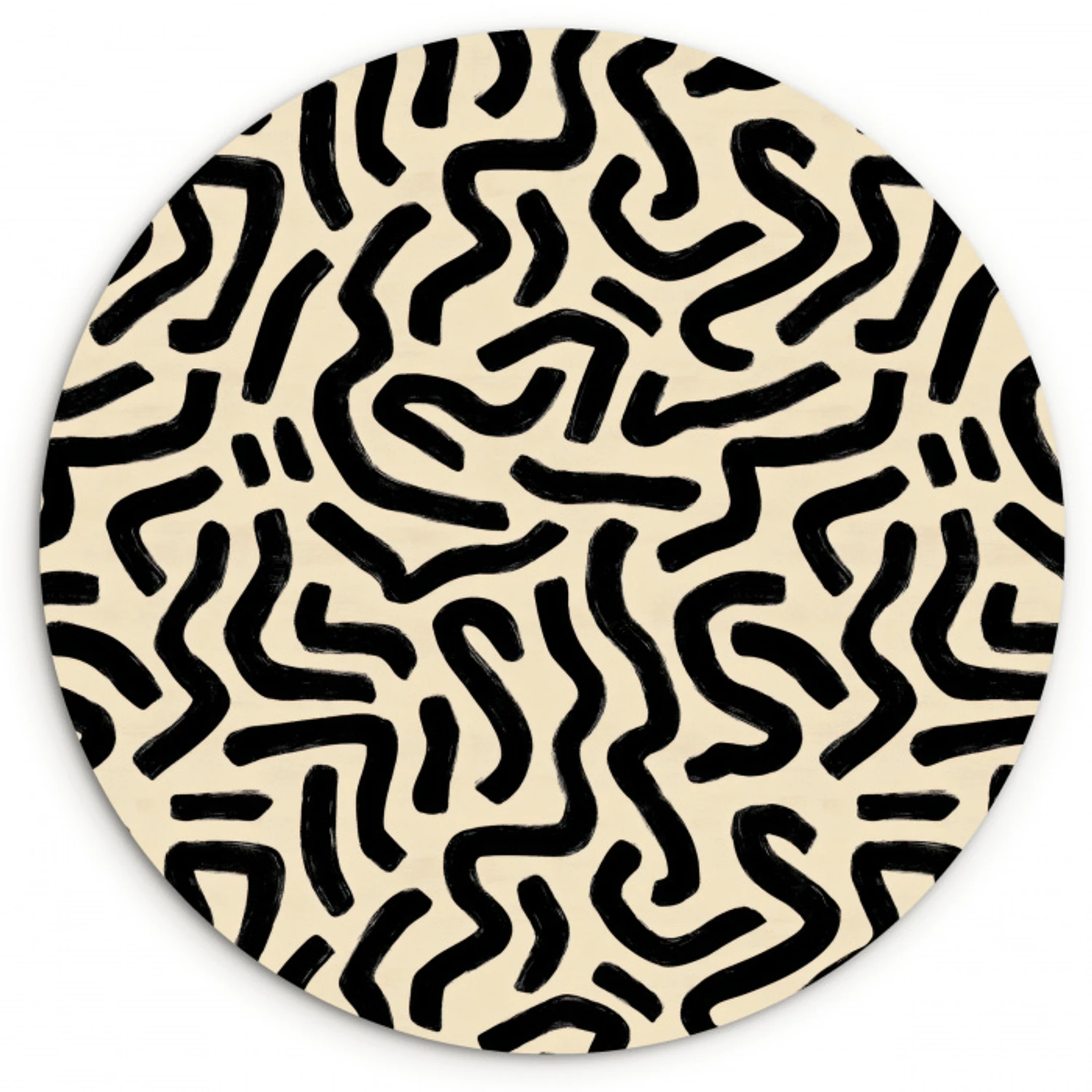 Abstract - Lijnen - Zwart Wandcirkel kunststof plaat 5mm dik klein 188 -3d