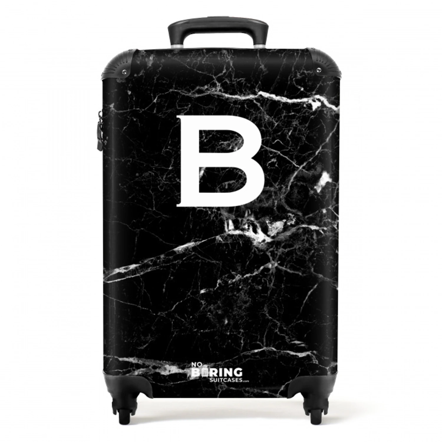Marmer - Letter B - Zwart - Marmer print NBS - Handbagage koffer - Unisex middel -productfoto_recht