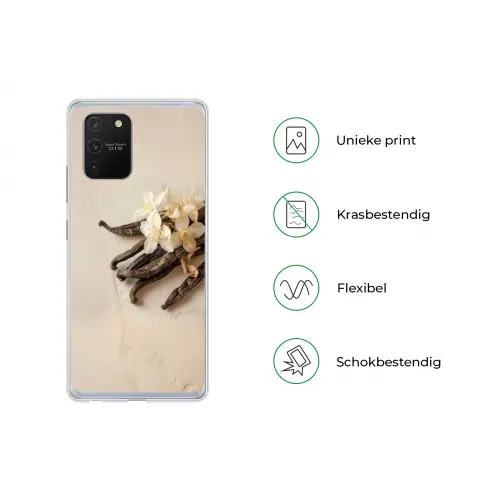 Vanille - Bloemen - Beige Telefoonhoesje Samsung Galaxy S10 Lite klein -specsS10Lite