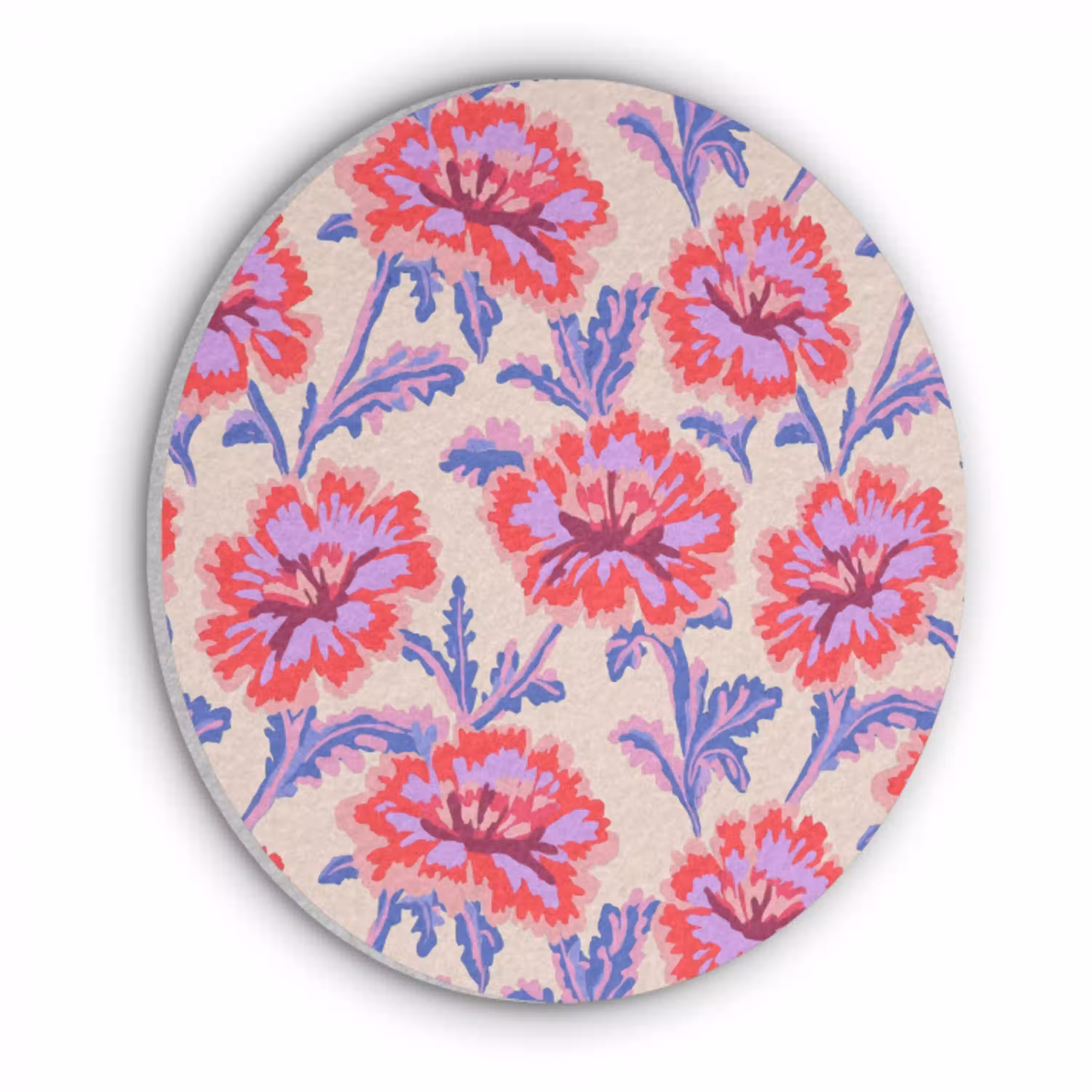 Bloemen - Patroon - Meerkleurig Akoestische PET Vilt - Rond klein 838 -3d