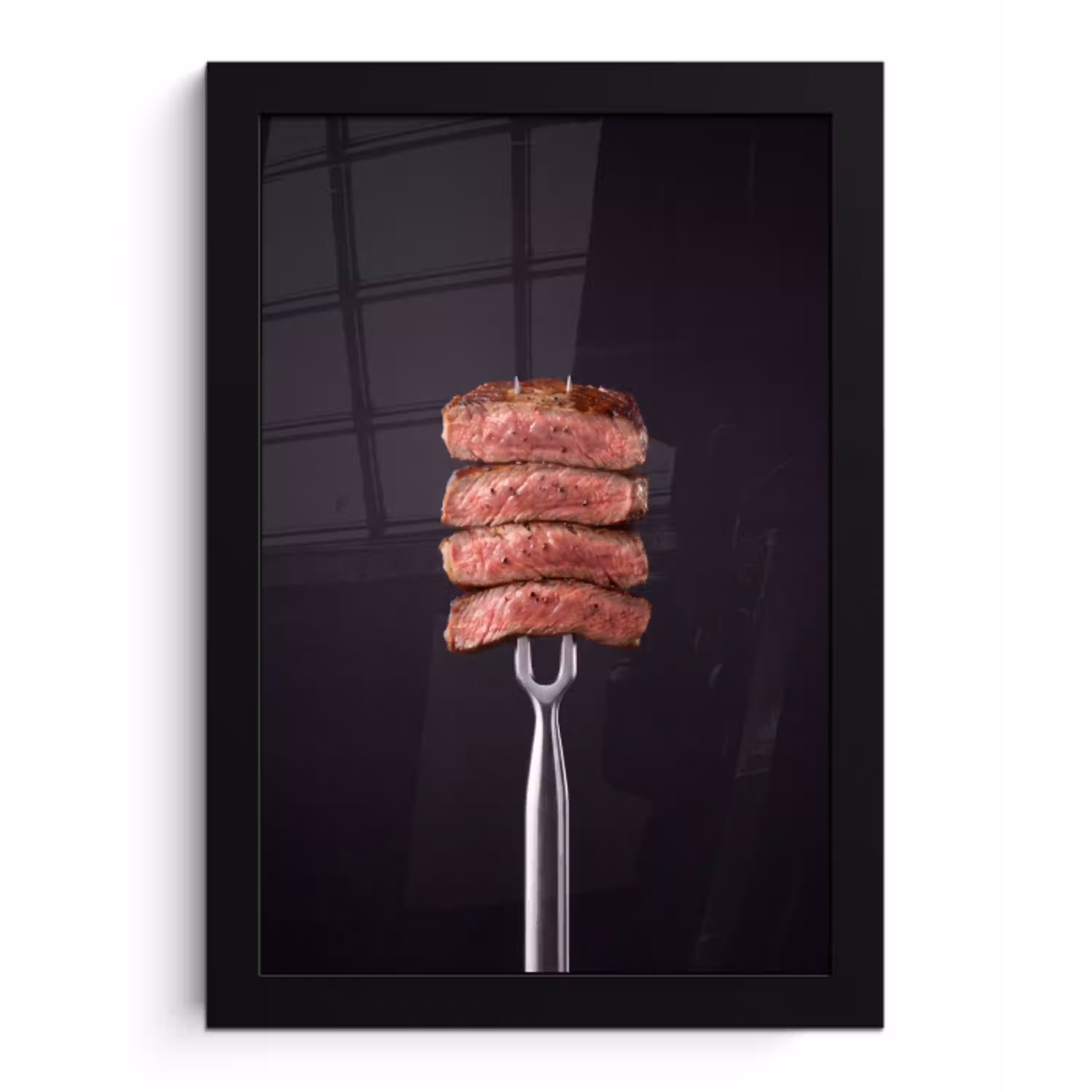 Eten - Rosé - Vork fotolijst zwart zonder passe partout klein -3d