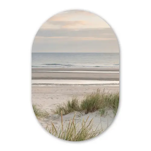 Zandstrand - Bewolkt - Duinen Wandcirkel Ovaal Forex klein -3d