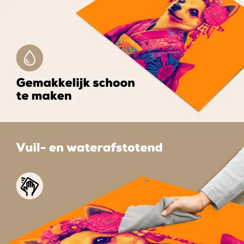 Kimono - Hondje - Bloemenkroon - Oranje Inductie beschemer met haakjes klein -ky-schoon-nl