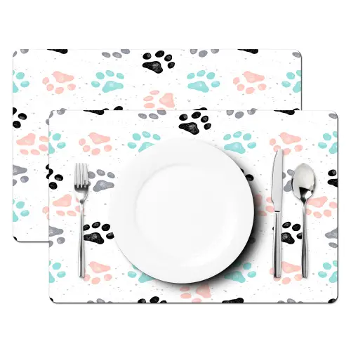 Paw - Pattern - Color Placemat vinyl groot 368 -zzsfeer2_Kitchenyeah-website