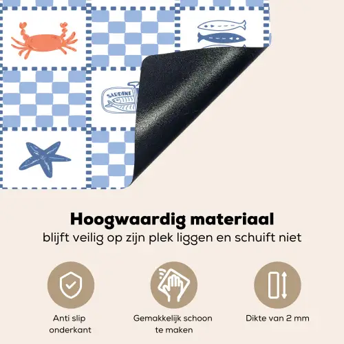 Zee - Sfeer- Mozaïek - Blauw Inductie beschemer met haakjes klein 777 -ky-onderkant-nl
