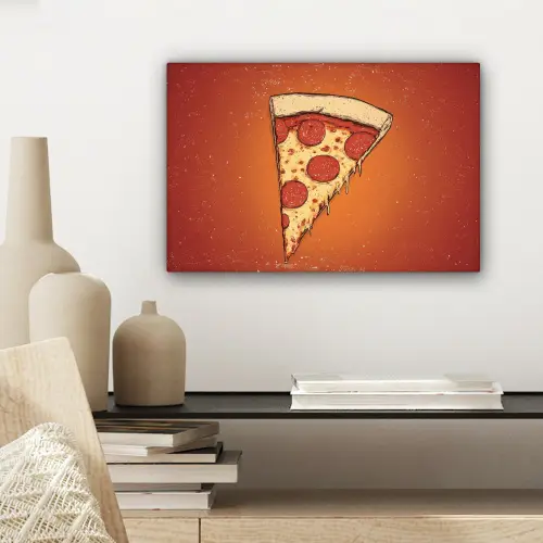 Pizza - Kaas - Rood - Pepperoni canvas 2cm klein -sfeer6