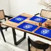 Zon - Gezicht - Penseelstructuur - Blauw Placemat vinyl groot -zzsfeer4_Kitchenyeah-website