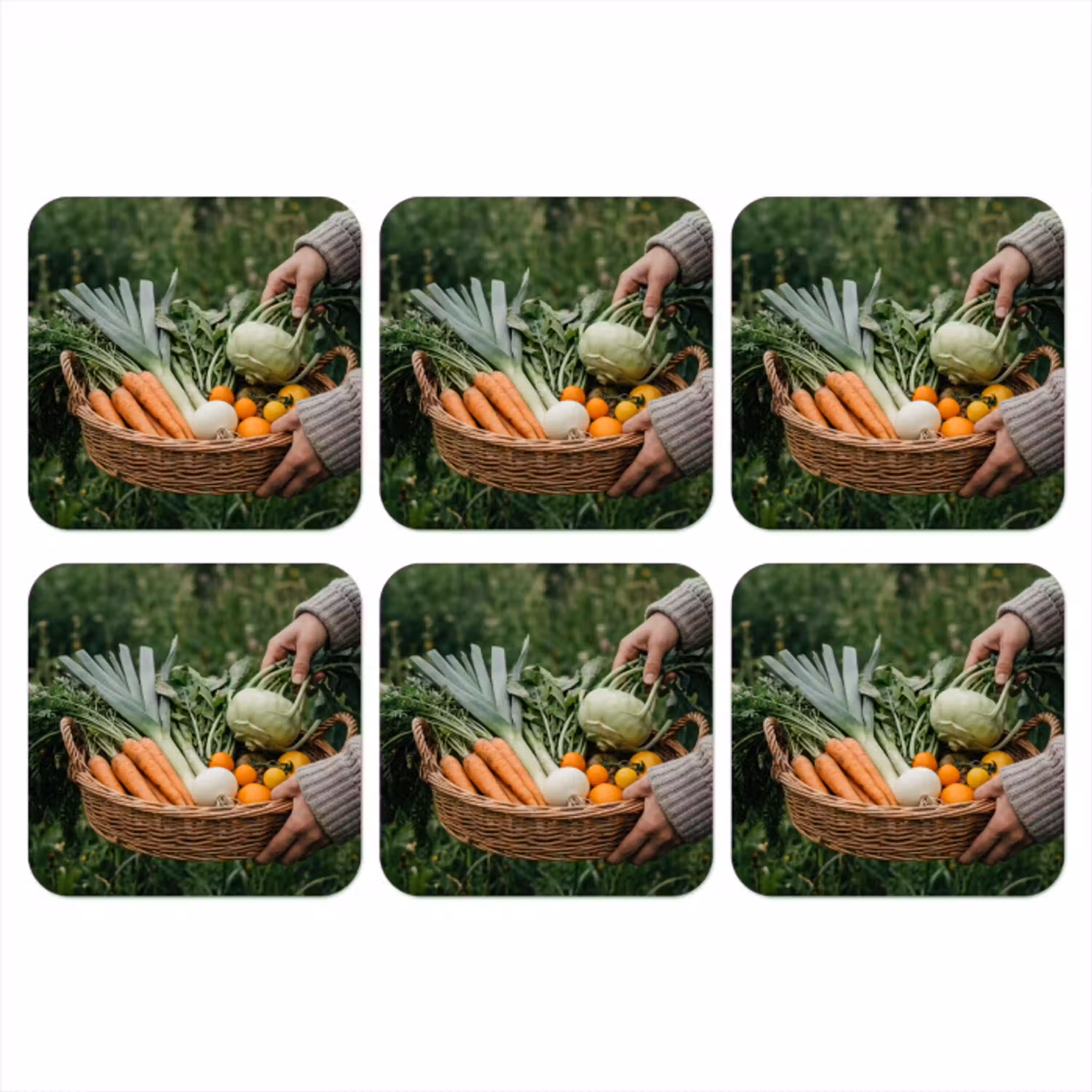 Veld - Groenten - Biologisch - Oogst onderzetter kurk middel -3d