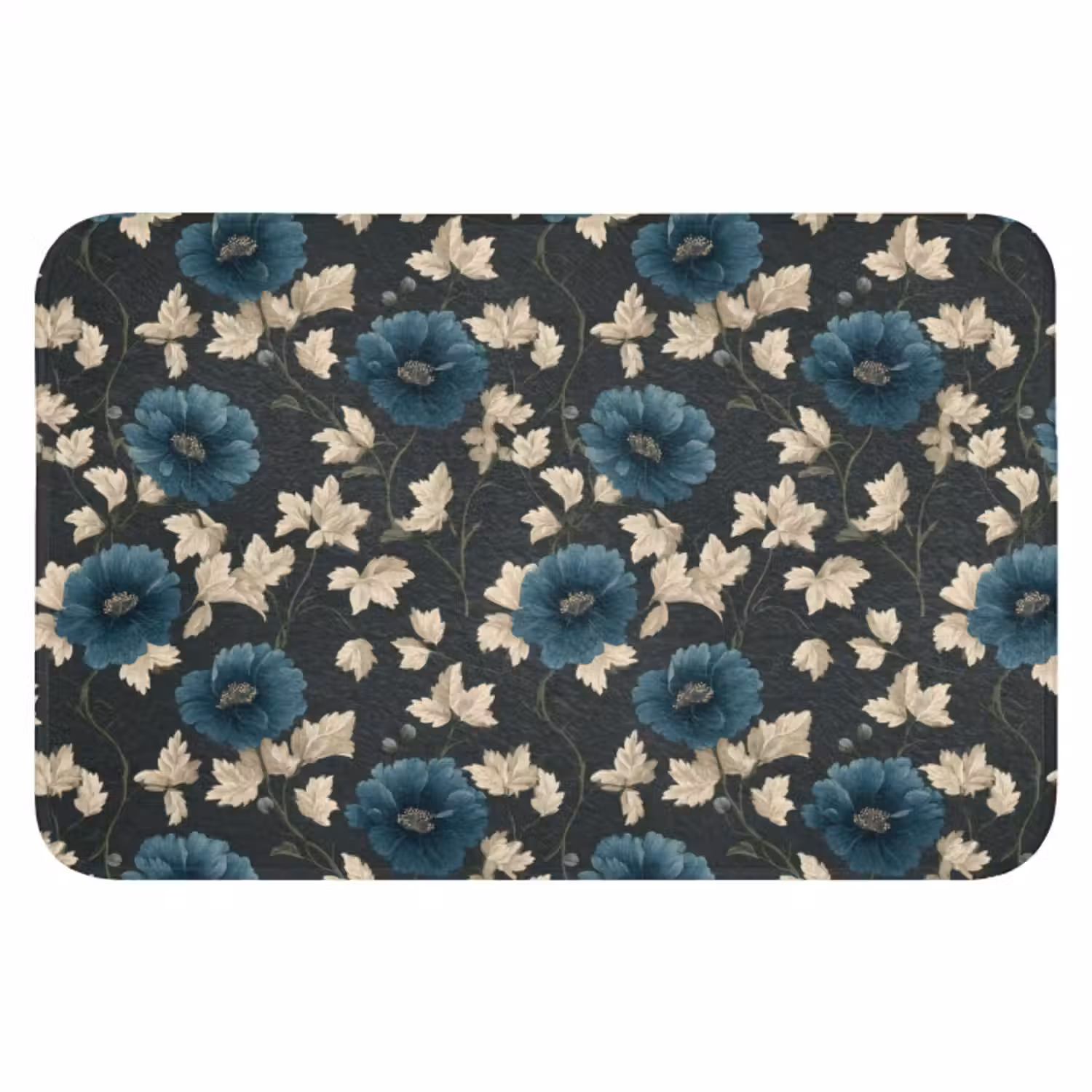 Badmat - Botanisch - Bloemen - Blauw