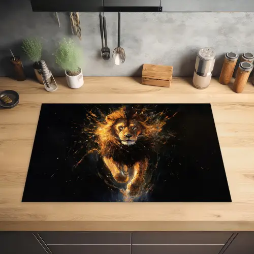 Leeuw - Zwart - Oranje - Verf Inductie beschermer vinyl 3mm klein -sfeer5