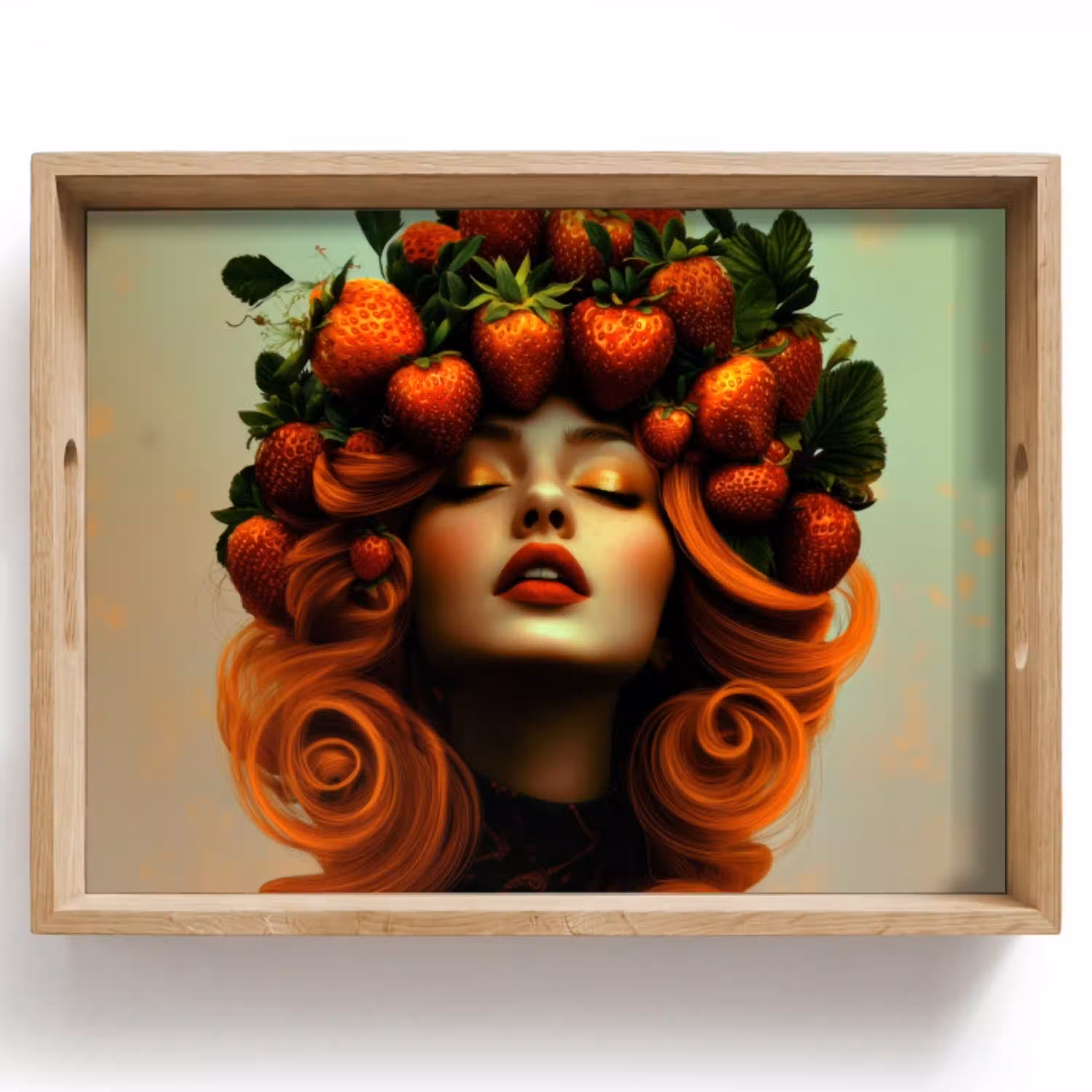 Vrouw - Aardbeien - Kroon Dienblad Rechthoek middel -z3d_shopping
