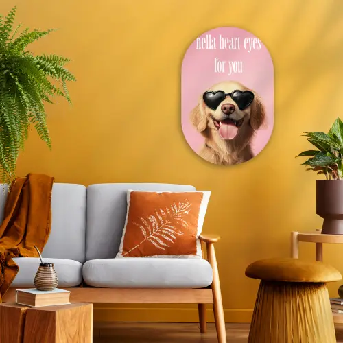 Zonnebril - Hartjes - Hond - Valentijn Wandcirkel Ovaal Forex klein -sfeer4
