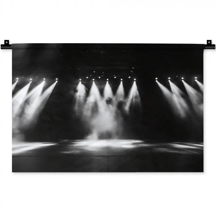 Theaterzaal - Mist - Spotlights - Zwart Wandkleed katoen klein -zz3d