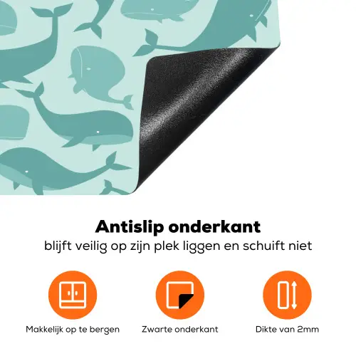 Zee - Dieren - Blauwe vinvis Inductie beschermer vinyl 3mm klein 276 -zzzzzzz-td-onderkant