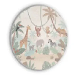 Jungle - Dieren - Groen Akoestische PET Vilt - Rond klein -3d