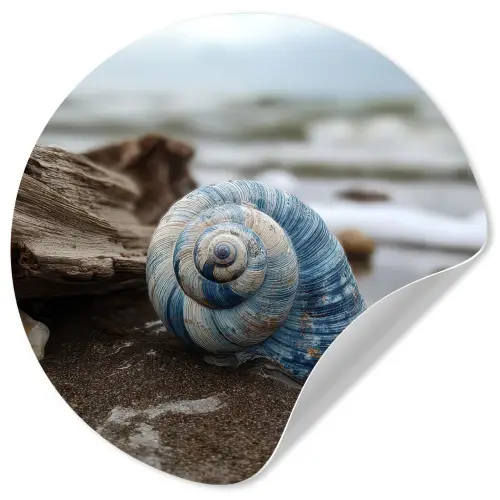 Schelp - Strand - Blauw - Zee Wandcirkel behangsticker klein -3d