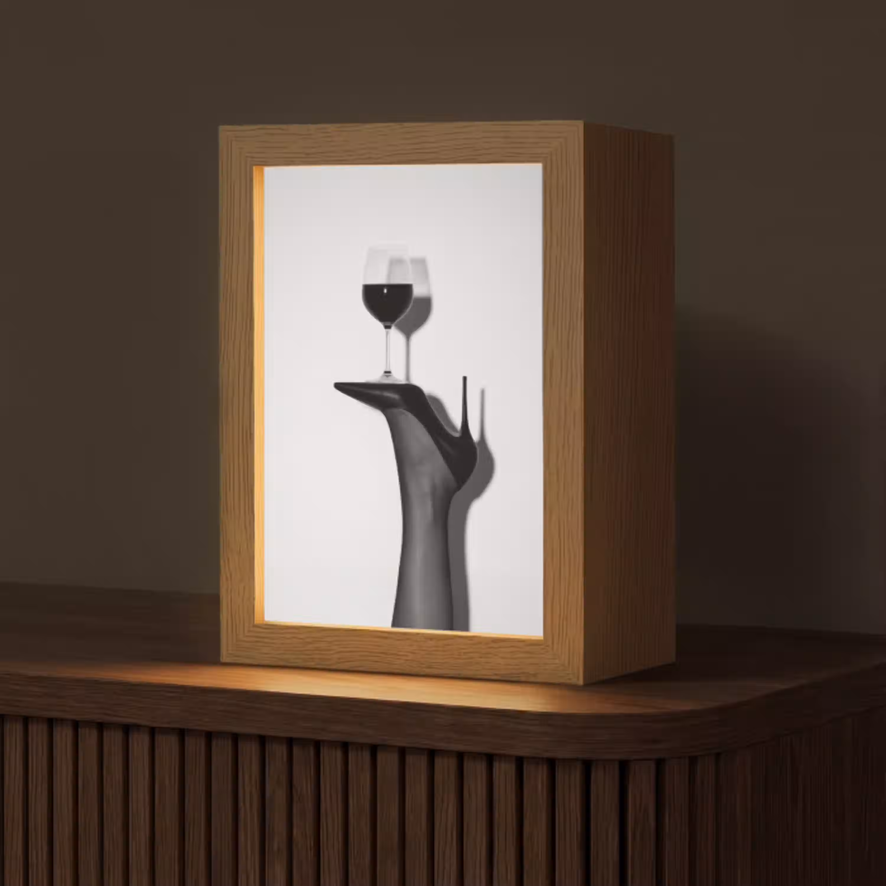 Hak - Wijn - Minimalistisch - Zwart Light Box met kabel (Tafellamp) klein -z3d_website
