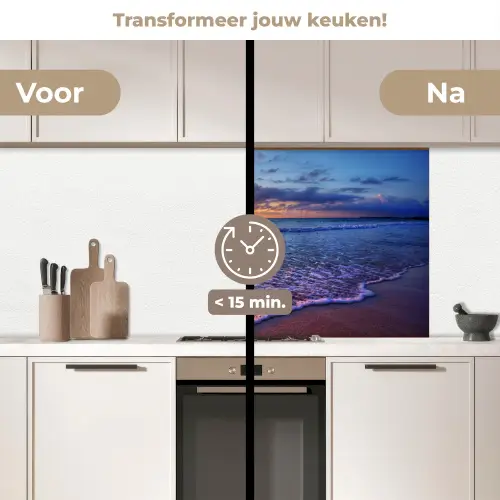 Zee - Strand - Zonsondergang - Wolken - Horizon keuken achterwand 2 middel -voor-na2_NL