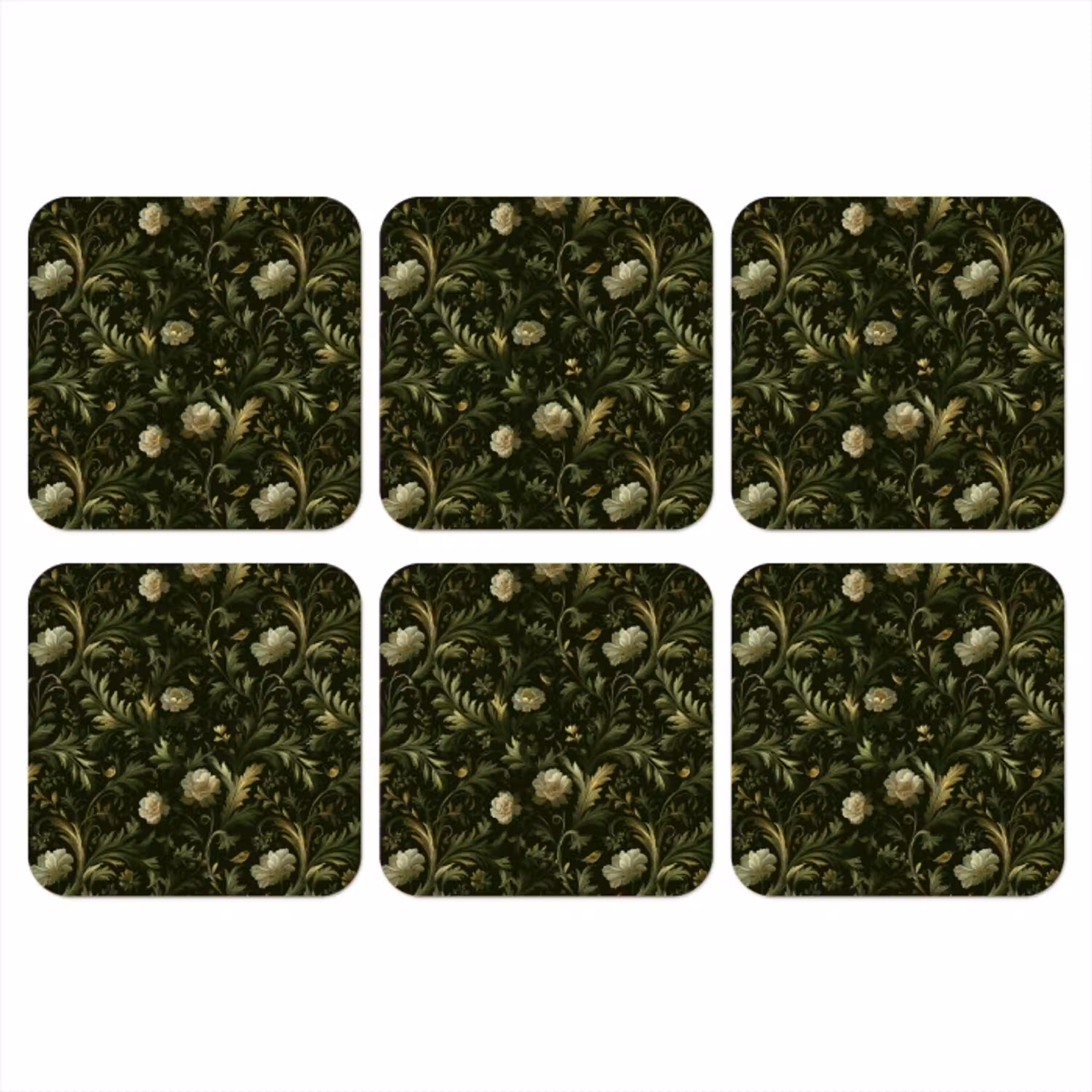 Botanisch - Naadloos - Bloemen onderzetter kurk middel 366 -3d