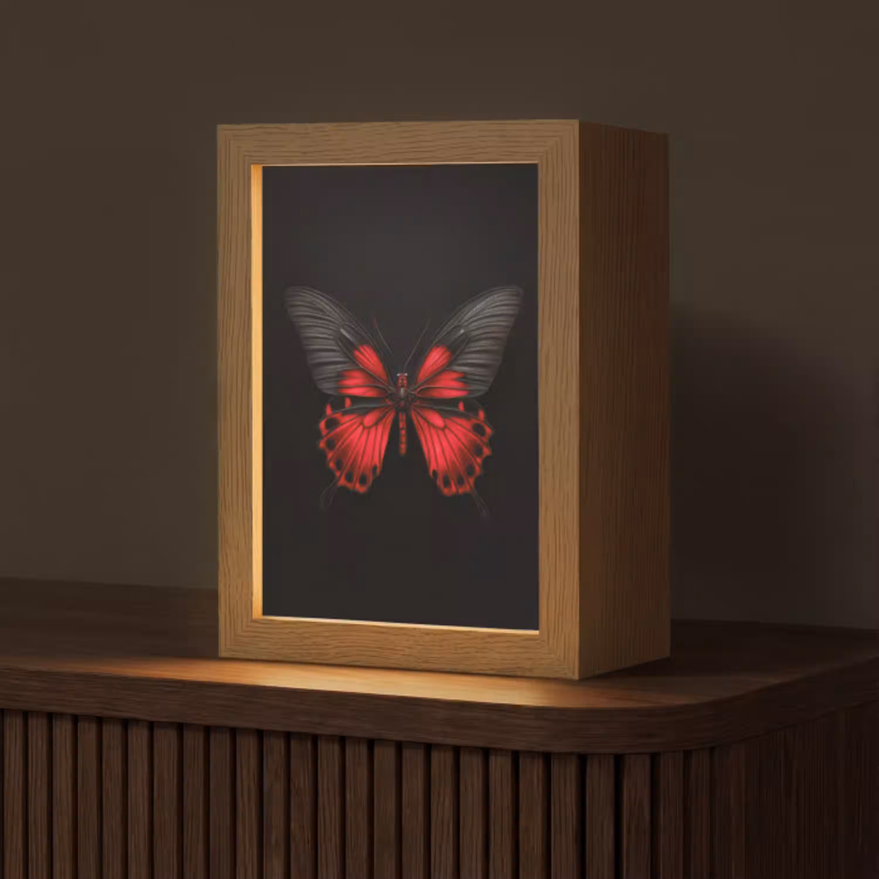 Vlinder - Rood - Contrast Light Box met kabel (Tafellamp) klein -z3d_website