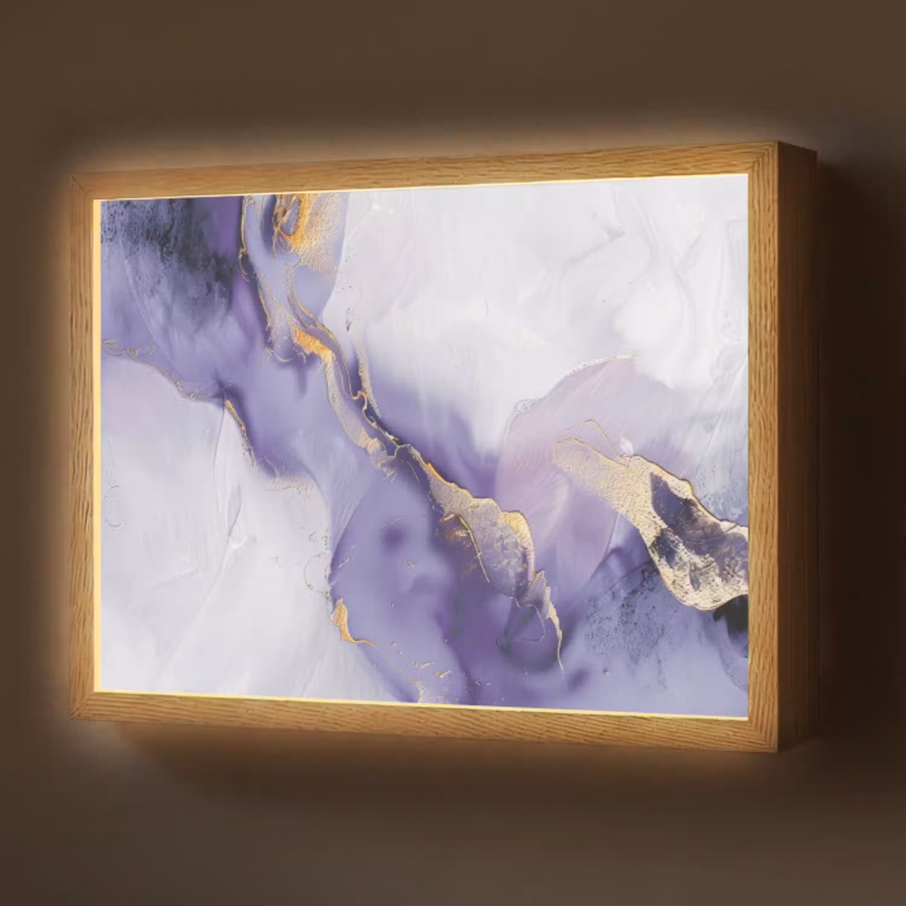 Paars - Modern - Marmer - Abstract Light Box met batterij (Wandlamp) middel -z3d_website