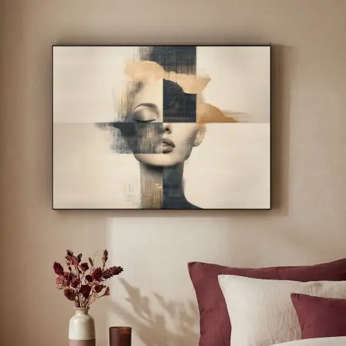 Goud - Vrouw - Rechthoeken Textielframe zwart klein -sfeer1