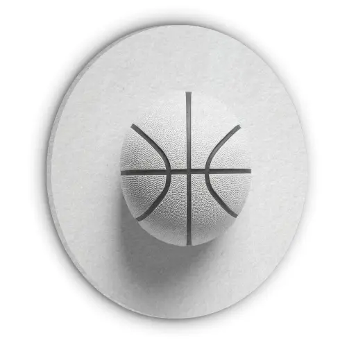 Basketbal - Wit - Schaduw - Lijnen Akoestische PET Vilt - Rond klein -3d