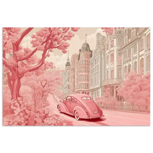 City - Car - Pink poster papier klein -3d