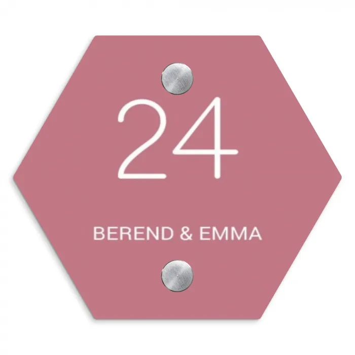 Oudroze - Klassiek Naambord Hexagon klein -3d