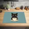 Kat - Zwart - Koffie - Minimalistisch Inductie beschermer vinyl 3mm klein -sfeer5