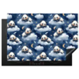 Panda's - Slapen - Blauw Inductie beschermer vinyl 3mm klein 276 -3d