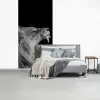 Dieren - Leeuw - Zwart - Wit - Portret fotobehang vinyl groot -slaapkamer