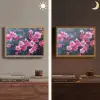 Bloem - Bloesems - Roze - Abstract Light Box met batterij (Wandlamp) middel -sfeer3