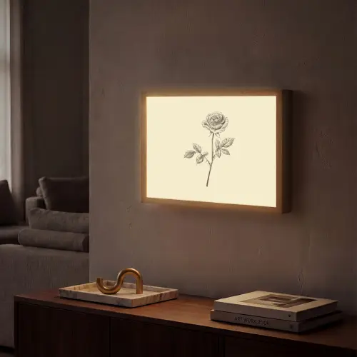 Illustratie - Zwart - Roos Light Box met batterij (Wandlamp) middel -sfeer1