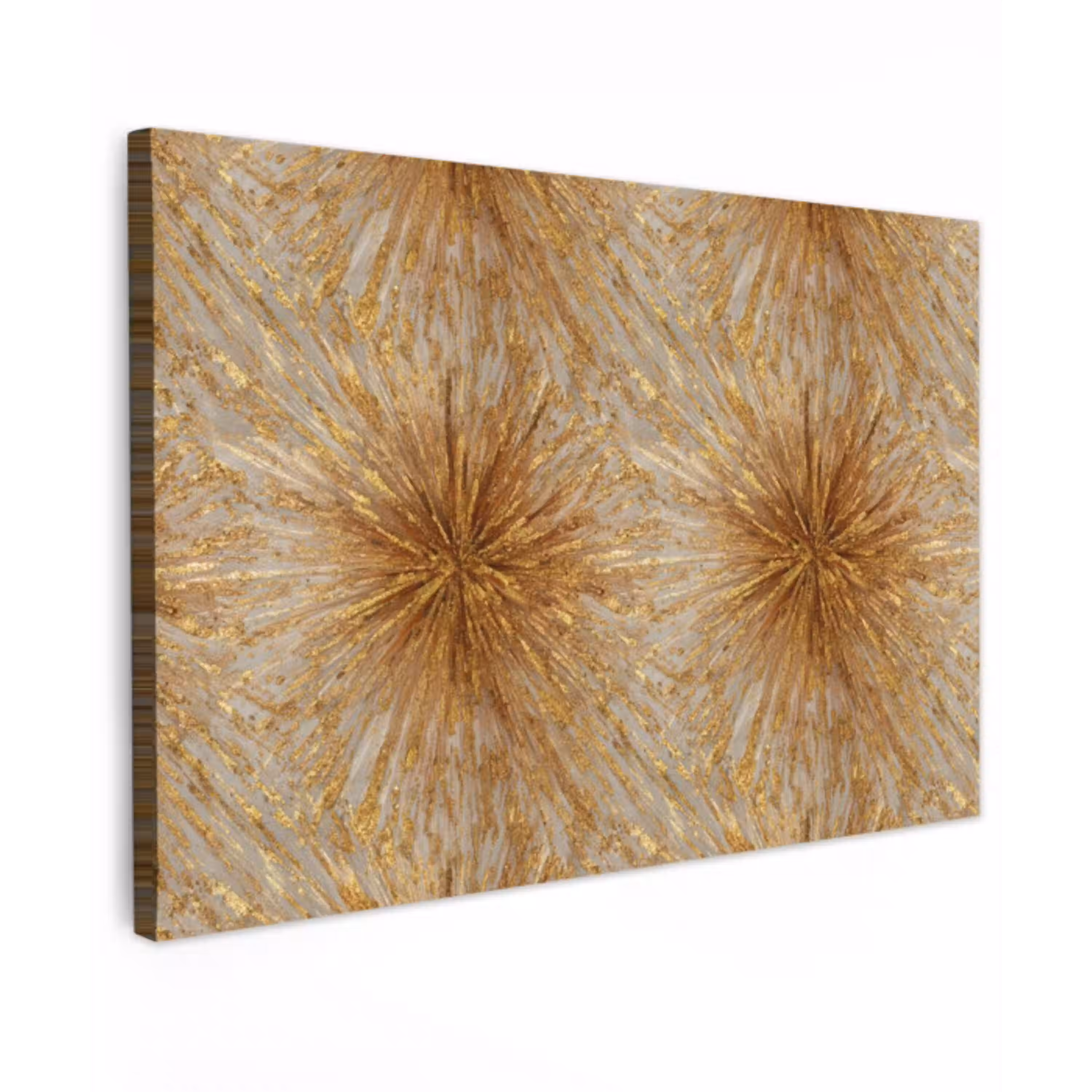 Explosie - Abstract - Goud - Wit canvas 2cm klein 34 -z3d