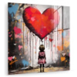 Meisje - Hart - Graffiti - Kunst - Kleuren - Rood plexiglas 5mm klein -zzzproduct_nieuw