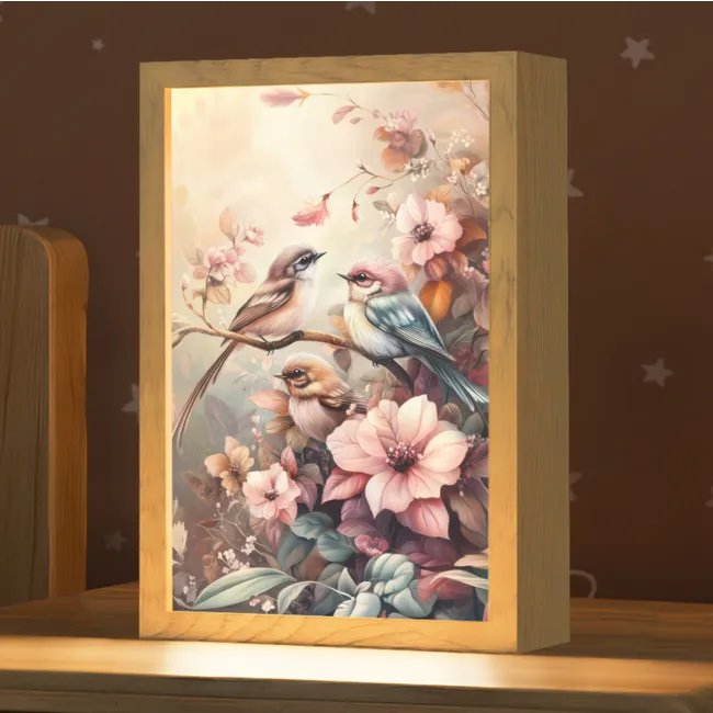 Kids’ Night Light - Birds - Flowers - Pink - Pastel