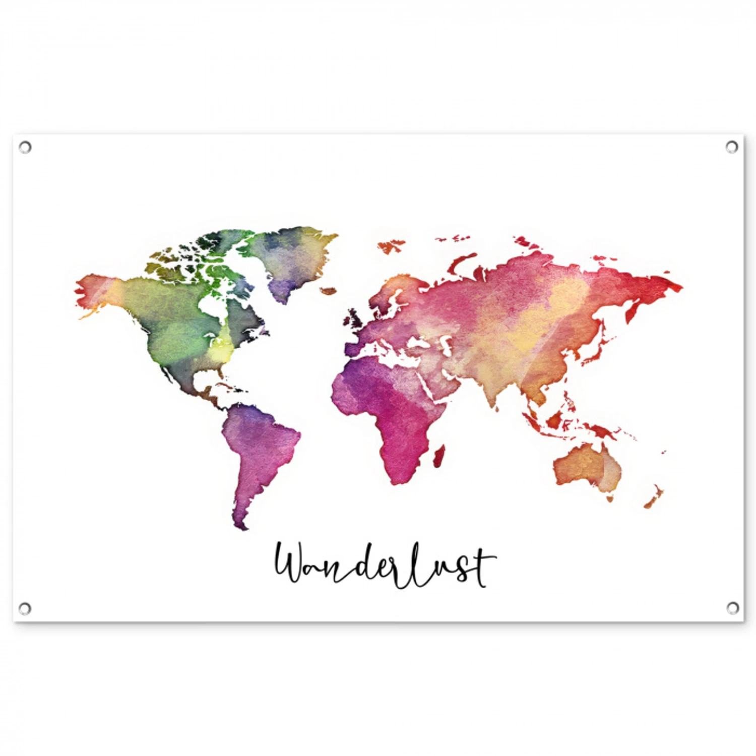 Wereldkaart - Wanderlust - Paars tuinposter los doek groot -3d