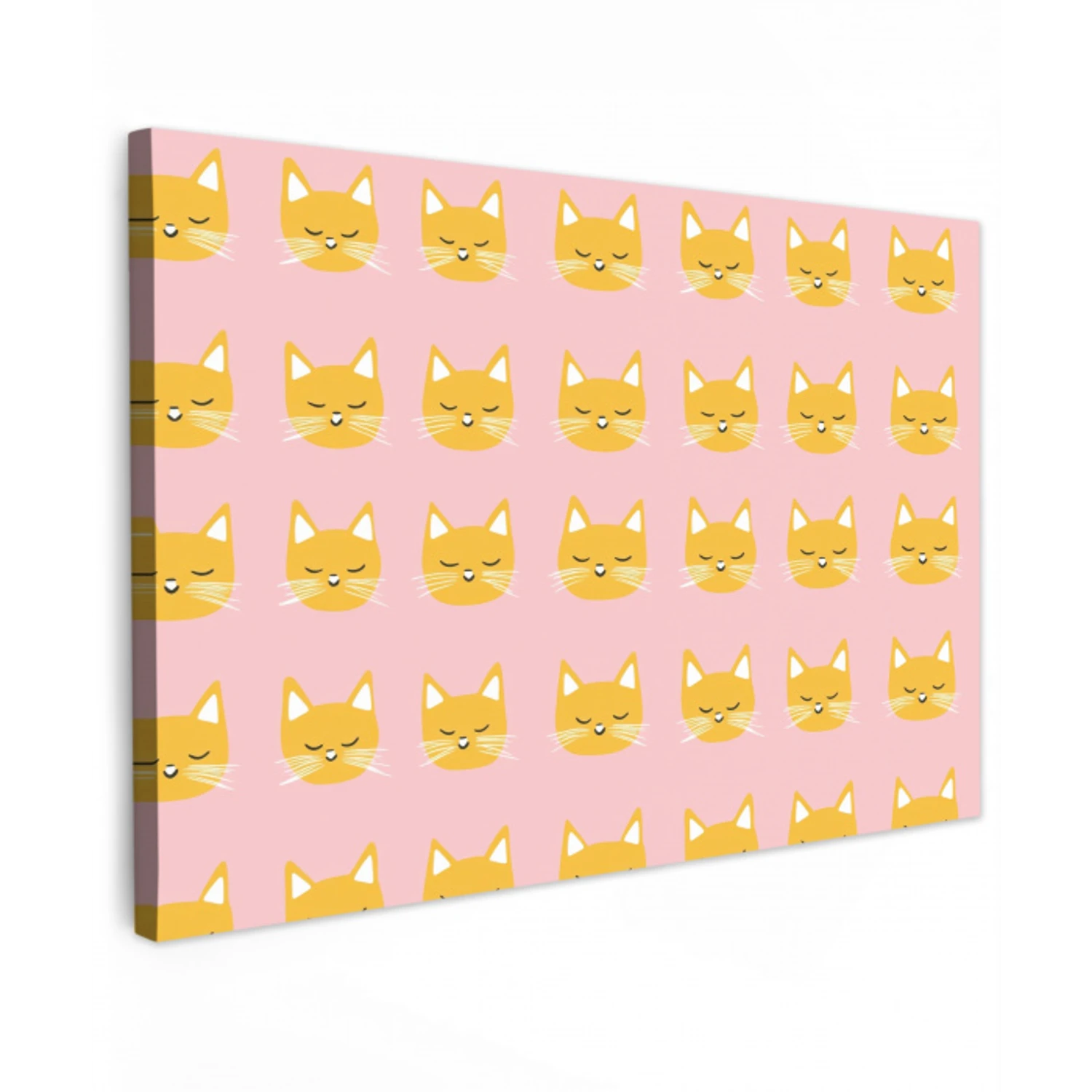 Katten - Patroon - Roze Tuinposter op houten frame 2 cm dik klein 845 -3d