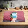 Zee - Roze - Cactus Inductie beschermer vinyl 3mm klein -sfeer5