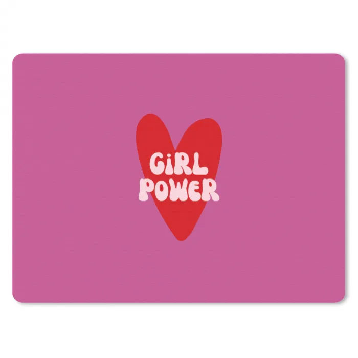 Girl power - Hart - Roze - Rood muismat rubber klein -3d