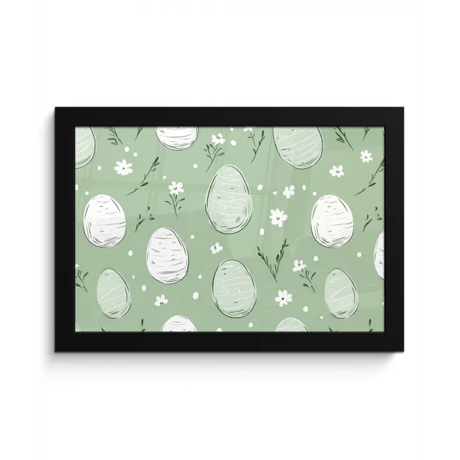 Groen - Eieren - Patroon fotolijst zwart zonder passe partout klein -3d