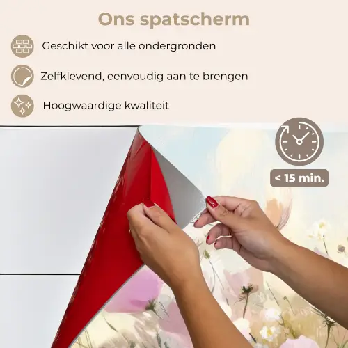 Bloemenveld - Lichte tinten - Geschilderd keuken achterwand spatscherm klein -spatscherm_NL