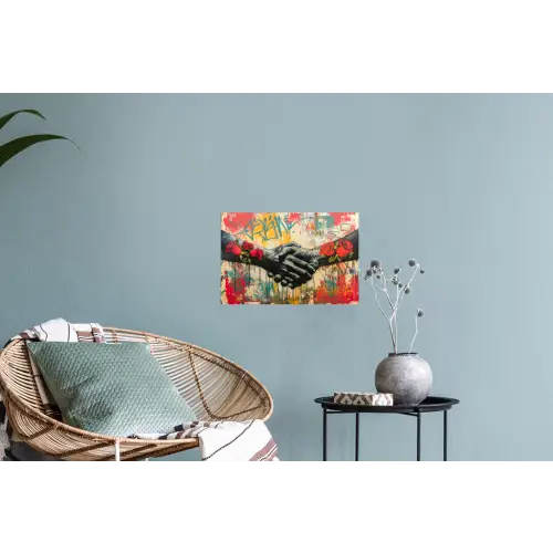 Graffiti - Rozen - Handen - Street art - Banksy Muursticker klein -plant