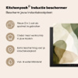 Japandi - Abstract - Groen Inductie beschermer vinyl 3mm middel -zzzzzzusp-haakje_NL