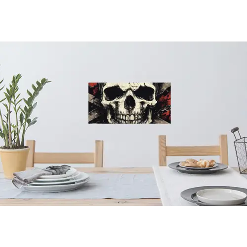 Schedel - Kettingen - Rood Muursticker klein -eettafel