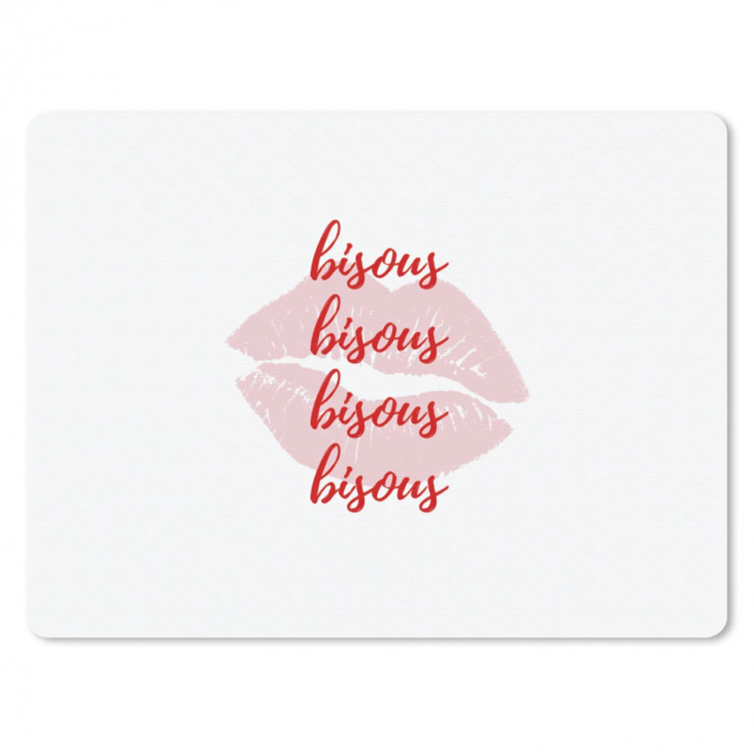Bisous - Lip - Wit - Rood muismat rubber klein -3d