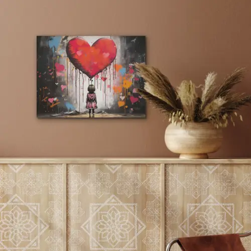 Meisje - Hart - Graffiti - Kunst - Kleuren - Rood PET vilt klein -sfeer4