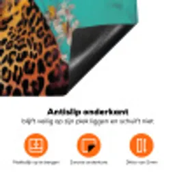 Luipaard - Bloemen - Kroon Inductie beschermer vinyl 3mm klein -zzzzzzz-td-onderkant